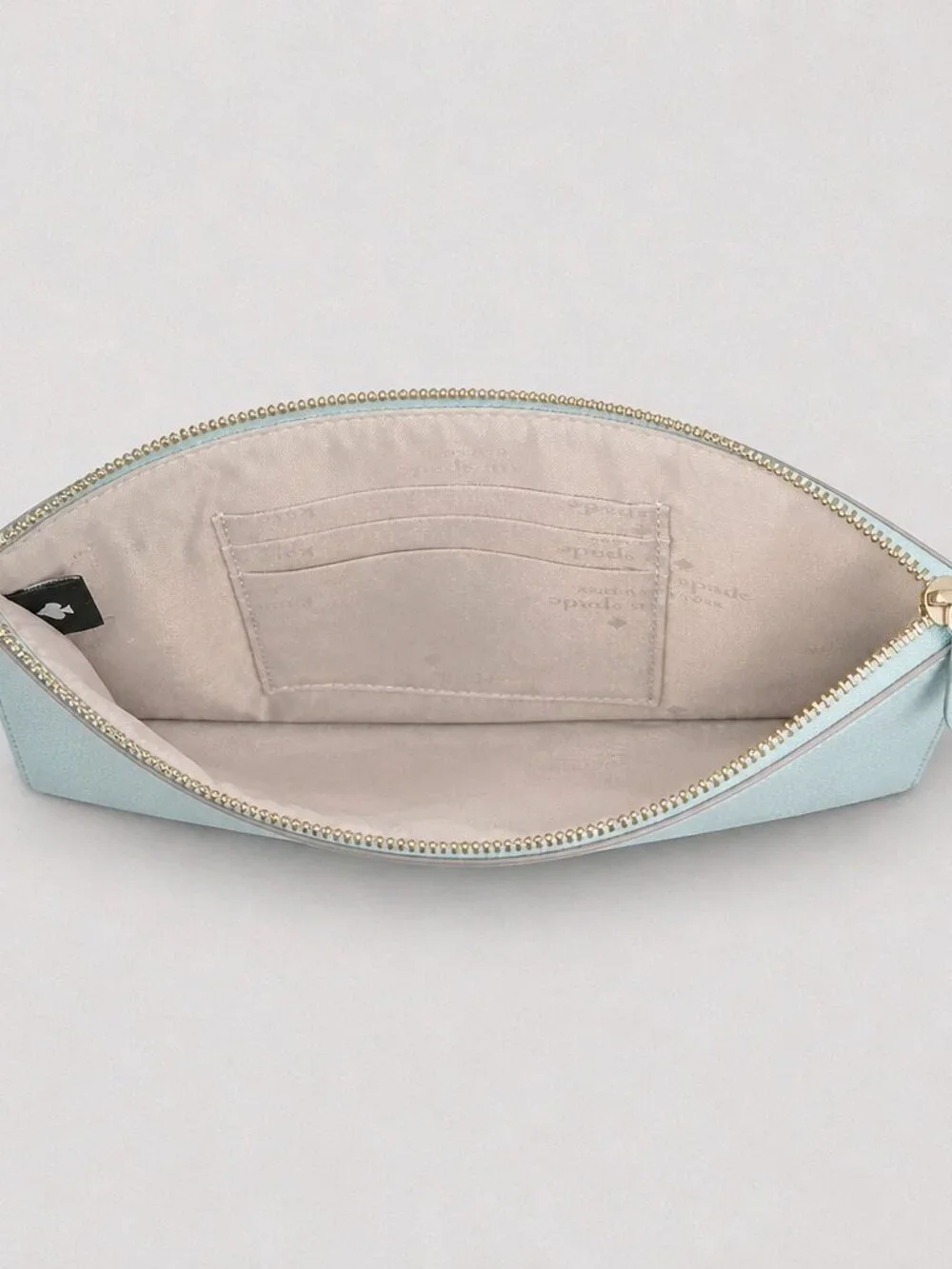 kate spade wristlet light blue pebbled leather